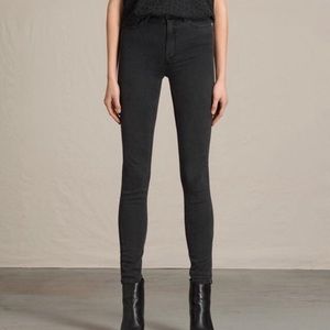 All Saints Stilt Fit Jet Black Skinny Jeans Women’s Size 27